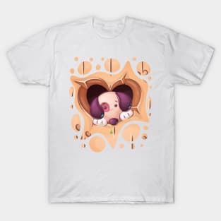 Puppy in heart hole T-Shirt